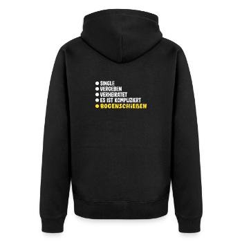 I go archery - Unisex Premium Organic Zip Hoodie - black - Back - Nico (187cm)