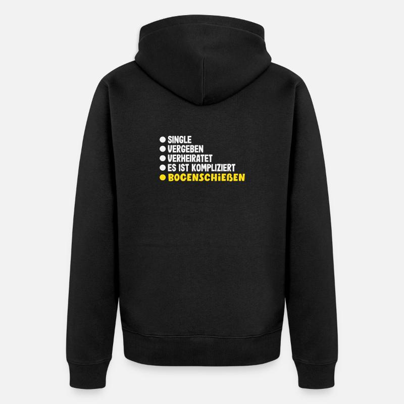 Ich gehe Bogenschießen - Unisex Premium Bio Zip Hoodie - Schwarz