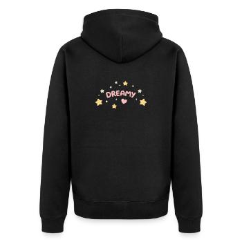 Pastell-Traumsterne-Herz - Unisex Premium Bio Zip Hoodie - Schwarz - Hinten - Nico (187cm)