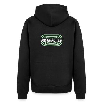 Buchhalter - Unisex Premium Bio Zip Hoodie - Schwarz - Hinten - Nico (187cm)