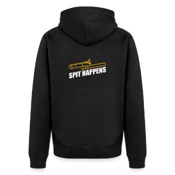 Spit happens Posaune Posaunenspieler Posaunist - Unisex Premium Bio Zip Hoodie - Schwarz - Hinten - Nico (187cm)