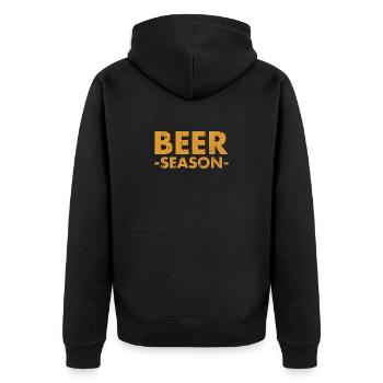 Beer Season - Bier Saison - Unisex Premium Bio Zip Hoodie - Schwarz - Hinten - Nico (187cm)