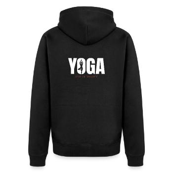 Yoga Balance – Stay in Balance Motivation - Unisex Premium Organic Zip Hoodie - black - Back - Nico (187cm)