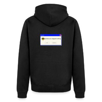 Emotion.exe Error – Dark Glitch Streetwear - Unisex Premium Bio Zip Hoodie - Schwarz - Hinten - Nico (187cm)