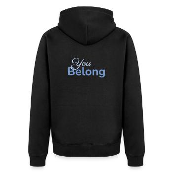 You Belong Typography Design Minimalist - Unisex Premium Organic Zip Hoodie - black - Back - Nico (187cm)