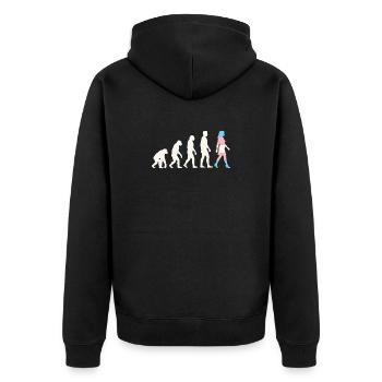 LGBTQ-Pride-Monat – Trans-Evolution - Unisex Premium Bio Zip Hoodie - Schwarz - Hinten - Nico (187cm)