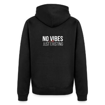 No Vibes - Unisex Premium Bio Zip Hoodie - Schwarz - Hinten - Nico (187cm)