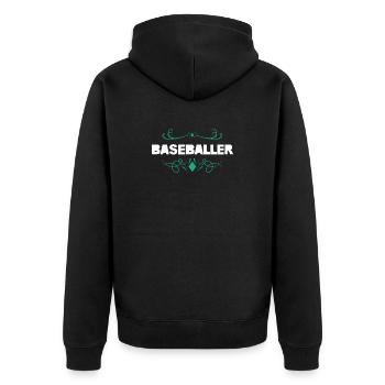 Style d’ornement de baseball - Veste à capuche bio Premium Unisexe - noir - Dos - Nico (187cm)