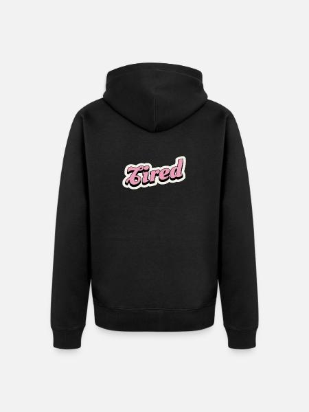 Tired Pink Retro Script Logo - Unisex Premium Bio Zip Hoodie - Schwarz