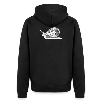 Snail - Schnecke - Unisex Premium Bio Zip Hoodie - Schwarz - Hinten - Nico (187cm)