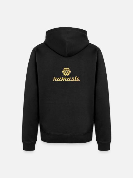 Namaste Yoga Fiore d'oro della vita Shanti Ornamento - Felpa con cappuccio ecologica premium unisex - nero