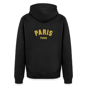 2e arrondissement de PARIS - Veste à capuche bio Premium Unisexe - noir - Dos - Nico (187cm)