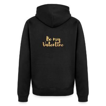 Be my Valentine Valentinstag Liebe Herz I love you - Unisex Premium Bio Zip Hoodie - Schwarz - Hinten - Nico (187cm)