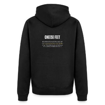 "Cheese Feet" definition with wit - Unisex Premium Organic Zip Hoodie - black - Back - Nico (187cm)