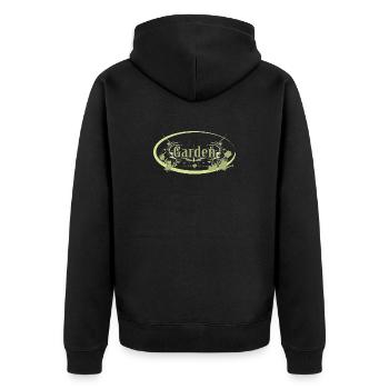 English Vintage Garden Sign with Tools - Unisex Premium Organic Zip Hoodie - black - Back - Nico (187cm)