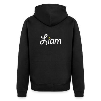 Liam - Unisex Premium Organic Zip Hoodie - black - Back - Nico (187cm)
