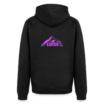 Geschenk für Luise - Unisex Premium Bio Zip Hoodie - Schwarz - Hinten - Nico (187cm)