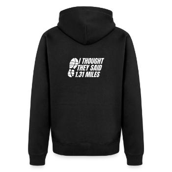 marathonien, ils ont dit 1,31 miles de course - Veste à capuche bio Premium Unisexe - noir - Dos - Nico (187cm)