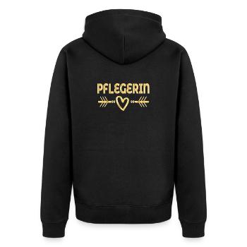 Herz Danke Pflegerin - Unisex Premium Bio Zip Hoodie - Schwarz - Hinten - Nico (187cm)