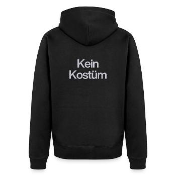 KEIN KOSTÜM FÜR ALLE KARNEVALSMUFFEEL UND HASSER - Unisex Premium Bio Zip Hoodie - Schwarz - Hinten - Nico (187cm)