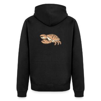 Orange Crab Striped Cartoon Tiger Stripes - Unisex Premium Bio Zip Hoodie - Schwarz - Hinten - Nico (187cm)
