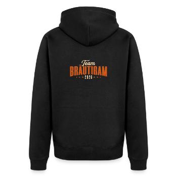 Team Bräutigam JGA 2026 Junggesellenabschied - Unisex Premium Bio Zip Hoodie - Schwarz - Hinten - Nico (187cm)