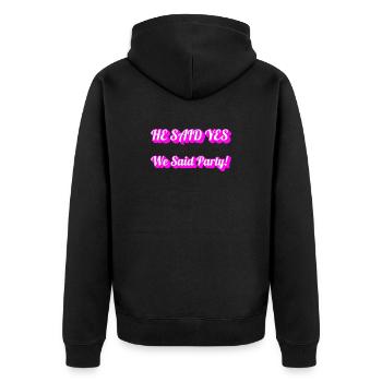 He Said Yes We Said Party – Gay Bachelor Party Cre - Unisex Premium Bio Zip Hoodie - Schwarz - Hinten - Nico (187cm)