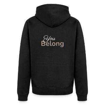 You Belong Typography Design Minimalist Taupe - Unisex Premium Organic Zip Hoodie - black - Back - Nico (187cm)