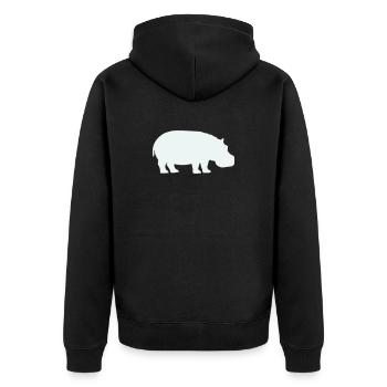 Blue Hippo Silhouette - Unisex Premium Organic Zip Hoodie - black - Back - Nico (187cm)
