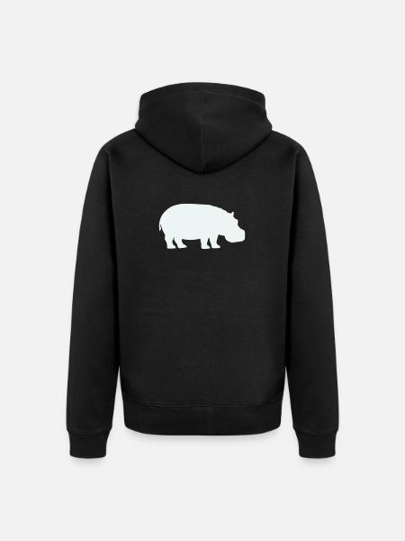 Silhouette de l’hippopotame bleu - Veste à capuche bio Premium Unisexe - noir