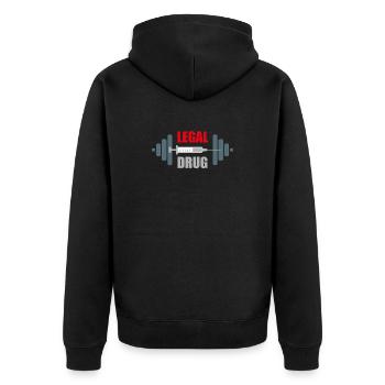 Fitnessstudio-Humor-Heber-Süchtiger - Unisex Premium Bio Zip Hoodie - Schwarz - Hinten - Nico (187cm)