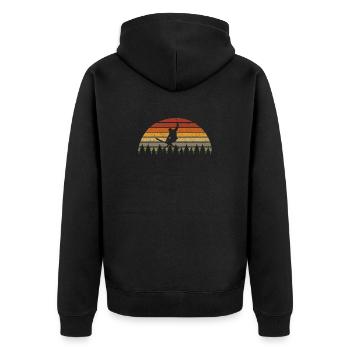 Sunset Snowboarder in Pines Retro Tee - Unisex Premium Organic Zip Hoodie - black - Back - Nico (187cm)