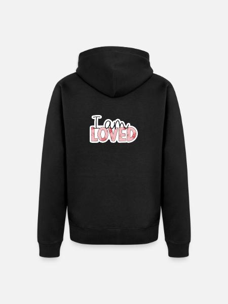 Positive Affirmation - i am loved - Unisex Premium Organic Zip Hoodie - black