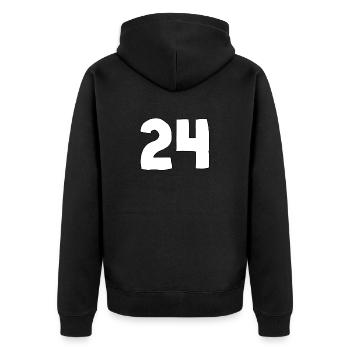 24 schwarzer rahmen - Unisex Premium Bio Zip Hoodie - Schwarz - Hinten - Nico (187cm)