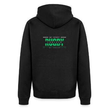Rugby forever my sport my passion green - Veste à capuche bio Premium Unisexe - noir - Dos - Nico (187cm)