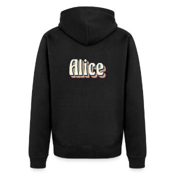 Idée cadeau t-shirt t-shirt rétro vintage Alice - Veste à capuche bio Premium Unisexe - noir - Dos - Nico (187cm)