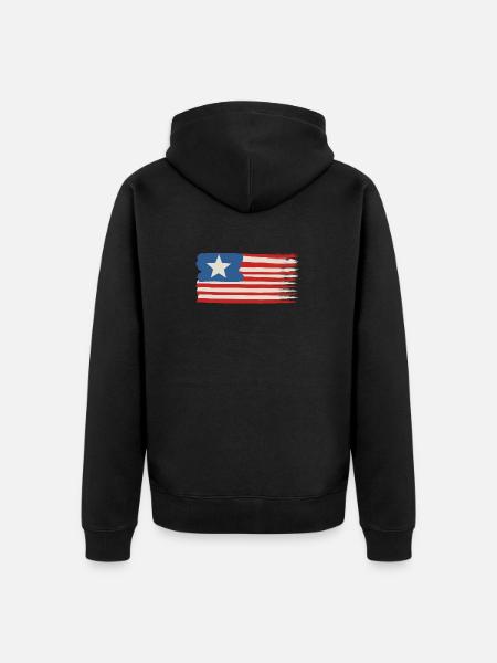 Une étoile Drapeau des États-Unis - Veste à capuche bio Premium Unisexe - noir
