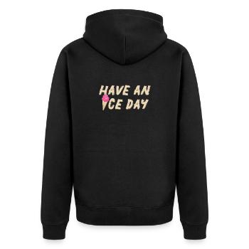 Icecream nice Day Eis Eisdiele Gruß coole Quotes - Unisex Premium Bio Zip Hoodie - Schwarz - Hinten - Nico (187cm)