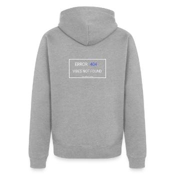 Vibes not found - Unisex Premium Bio Zip Hoodie - Grau meliert - Hinten - Nico (187cm)