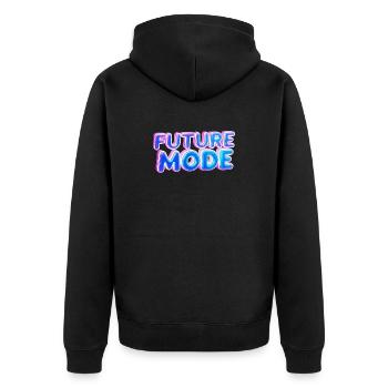 Future Mode Neon Licht - Unisex Premium Bio Zip Hoodie - Schwarz - Hinten - Nico (187cm)