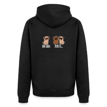 Ein Mops - zwei M? Ja was genau? lustige Hunde! - Unisex Premium Bio Zip Hoodie - Schwarz - Hinten - Nico (187cm)