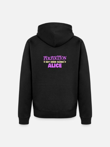 First name Alice - Unisex Premium Organic Zip Hoodie - black