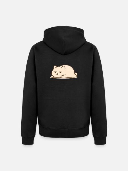Sleeping cat in kawaii style - Unisex Premium Organic Zip Hoodie - black