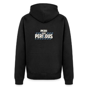 Perimenopause Humor Perimenopause - Unisex Premium Bio Zip Hoodie - Schwarz - Hinten - Nico (187cm)