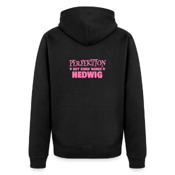 Geschenk für Hedwig - Unisex Premium Bio Zip Hoodie - Schwarz - Hinten - Nico (187cm)