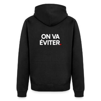 ON VA ÉVITER | Expression humour minimaliste - Veste à capuche bio Premium Unisexe - noir - Dos - Nico (187cm)