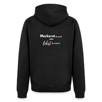 Meckerst_du_noch_oder_lebst_du_schon_-4- - Unisex Premium Bio Zip Hoodie - Schwarz - Hinten - Nico (187cm)