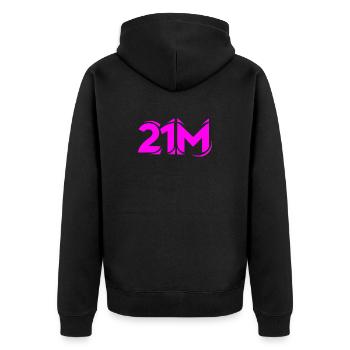 21M Bitcoin Supply Crypto Design21 Limit Million - Unisex Premium Organic Zip Hoodie - black - Back - Nico (187cm)