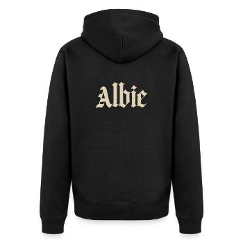 Imprimé de fracture gothique d’Albie - Veste à capuche bio Premium Unisexe - noir - Dos - Nico (187cm)