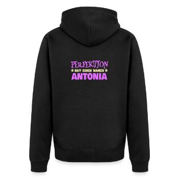 Frauenname Antonia - Unisex Premium Bio Zip Hoodie - Schwarz - Hinten - Nico (187cm)